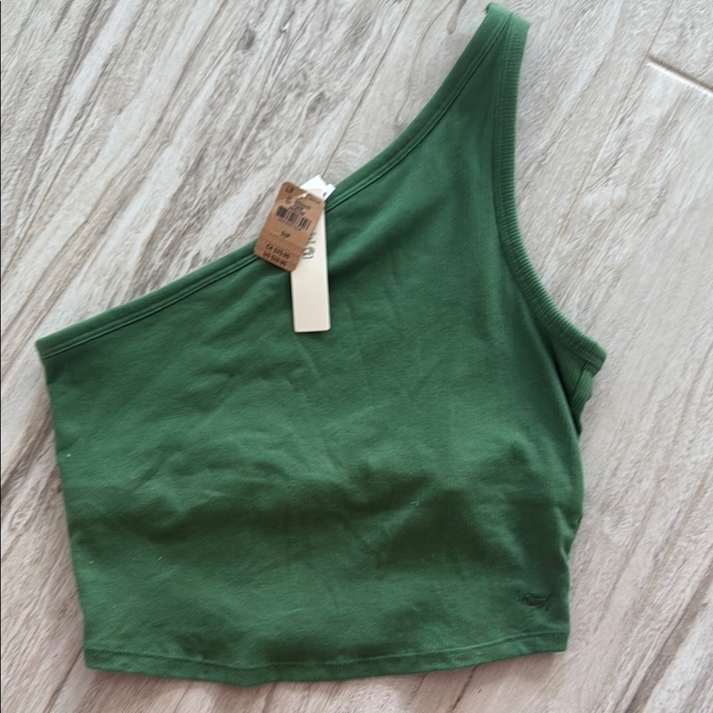 PINK Victoria's Secret Green Asymmetrical Crop Tank Top NWT Small